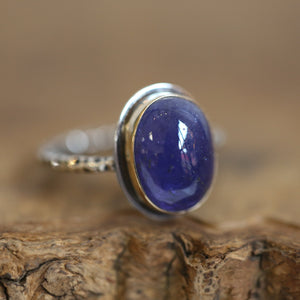 Tanzanite and Gold Ring - Size 10 - Gold and Silver Ring - Natural Tanzanite