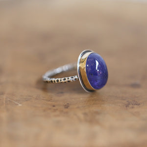 Tanzanite and Gold Ring - Size 10 - Gold and Silver Ring - Natural Tanzanite