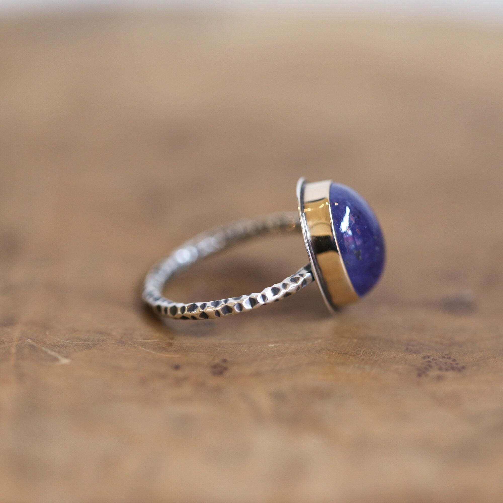 Tanzanite and Gold Ring - Size 10 - Gold and Silver Ring - Natural Tanzanite