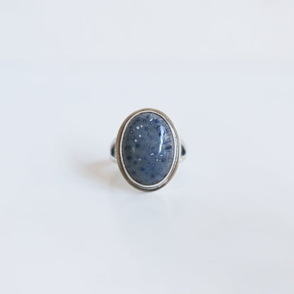 Cornflower Blue Sponge Coral Ring - Sterling Silver Boho Statement