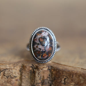 Leopardskin Jasper Sterling Silver Ring – Handmade Boho Statement Ring