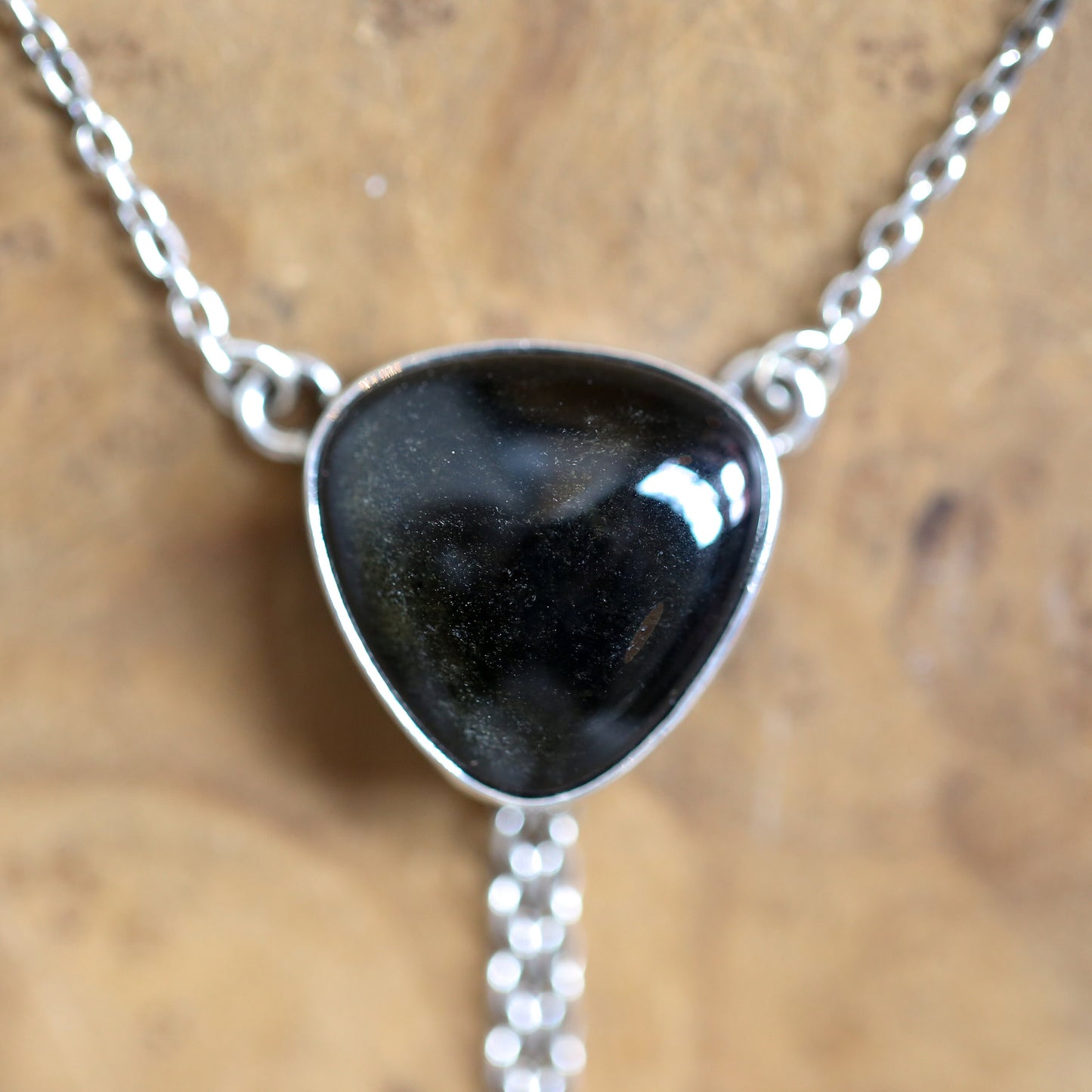 Golden Obsidian Bolo Necklace | Sterling Silver