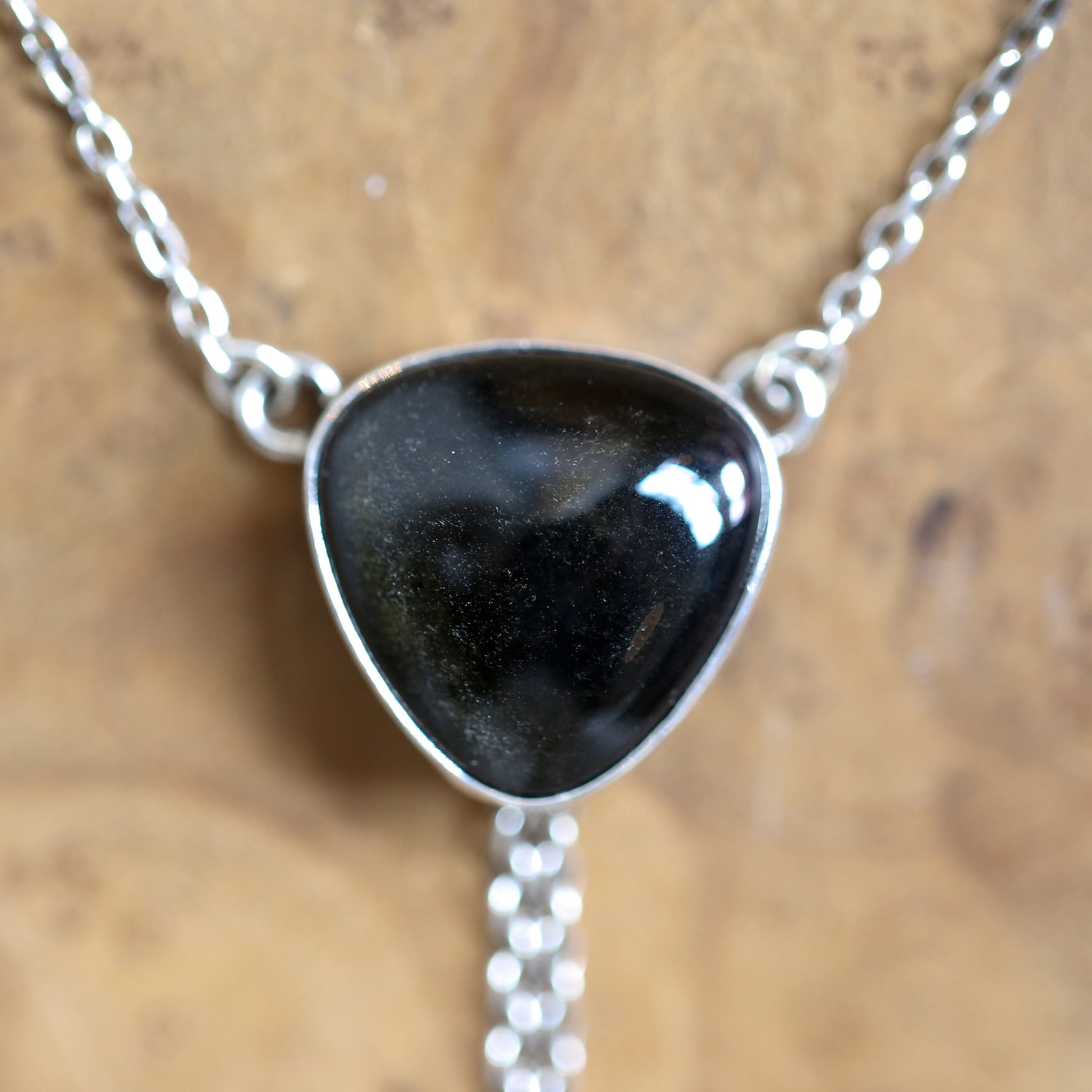 Golden Obsidian Bolo Necklace | Sterling Silver