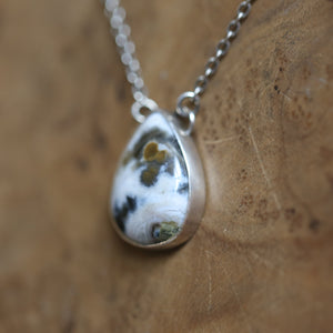 Ocean Jasper Teardrop Necklace - Choose Your Stone - .925 Sterling Silver