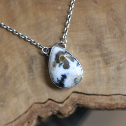 Ocean Jasper Teardrop Necklace - Choose Your Stone - .925 Sterling Silver