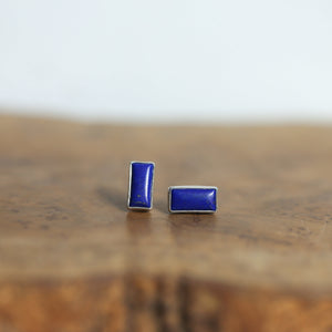 Lapis Lazuli Posts - .925 Sterling Silver - Silversmith Earrings - Modern Lapis Earrings - Lapis Studs