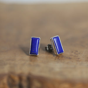 Lapis Lazuli Posts - .925 Sterling Silver - Silversmith Earrings - Modern Lapis Earrings - Lapis Studs