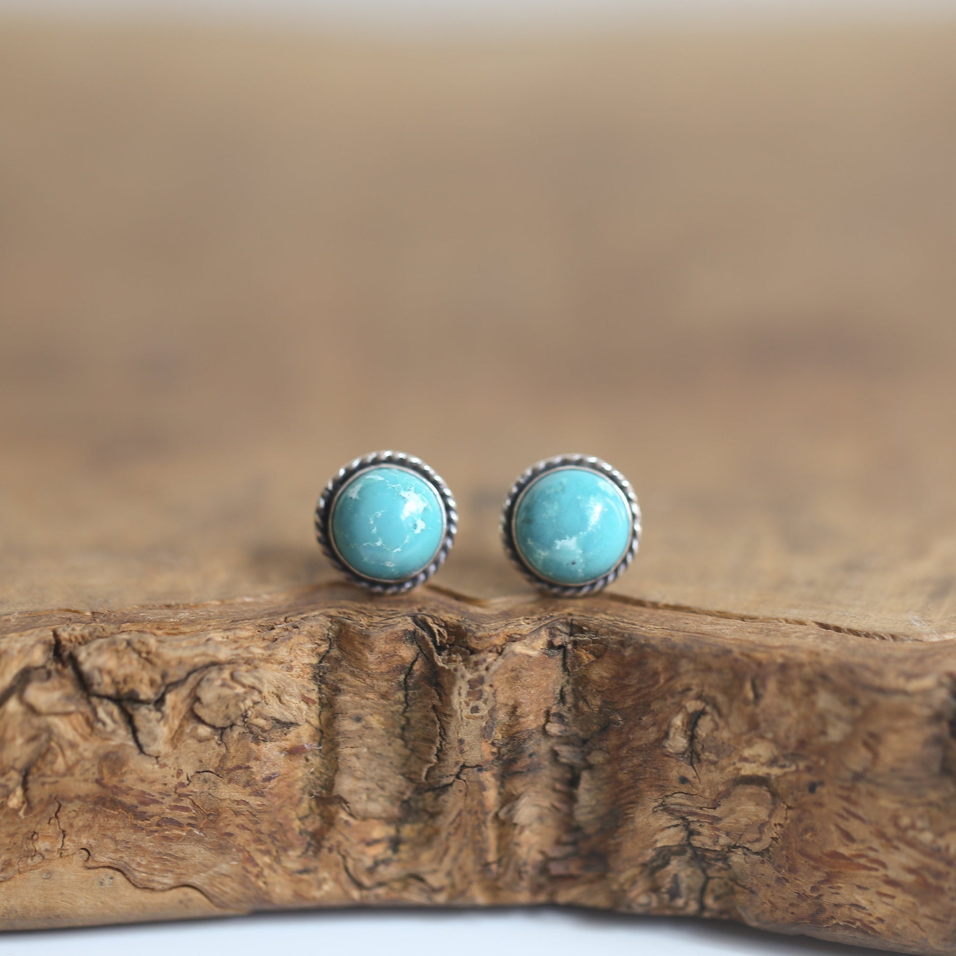 Sterling Silver Turquoise Studs – American Old Mine Gemstone Posts