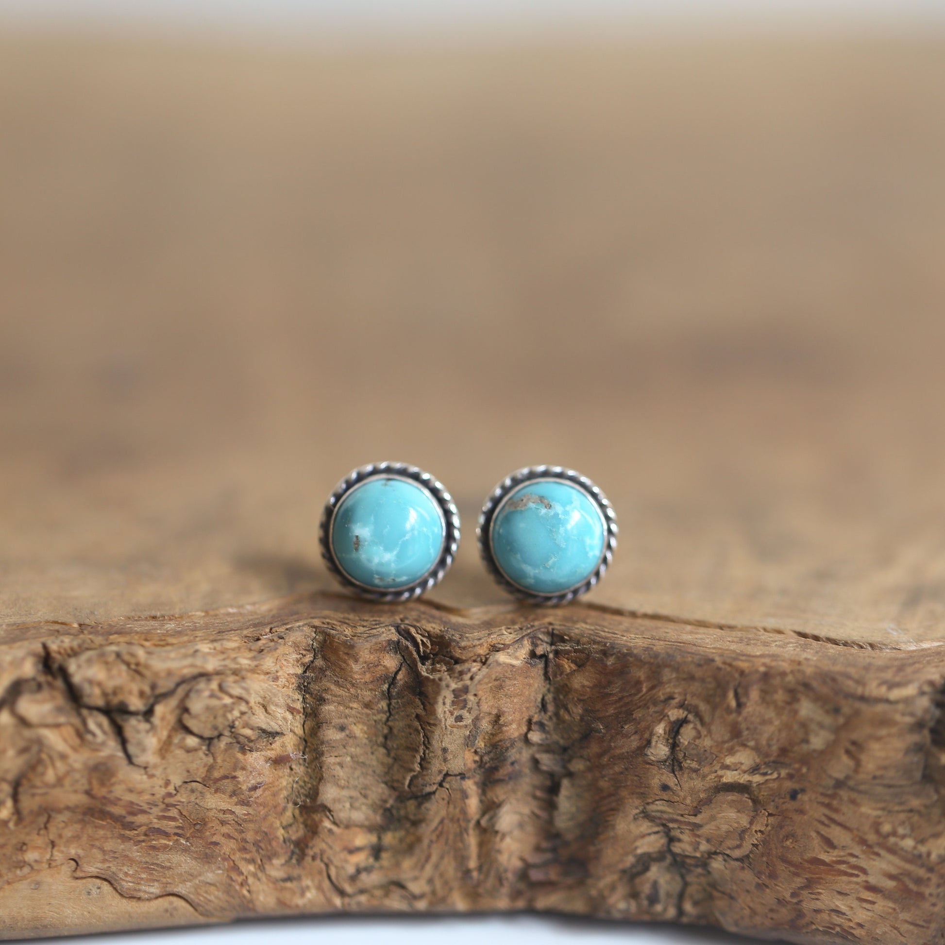 Sterling Silver Turquoise Studs – American Old Mine Gemstone Posts