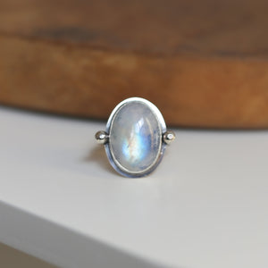 Chloe Ring - Rainbow Moonstone Ring - .925 Sterling Silver - Silversmith Ring