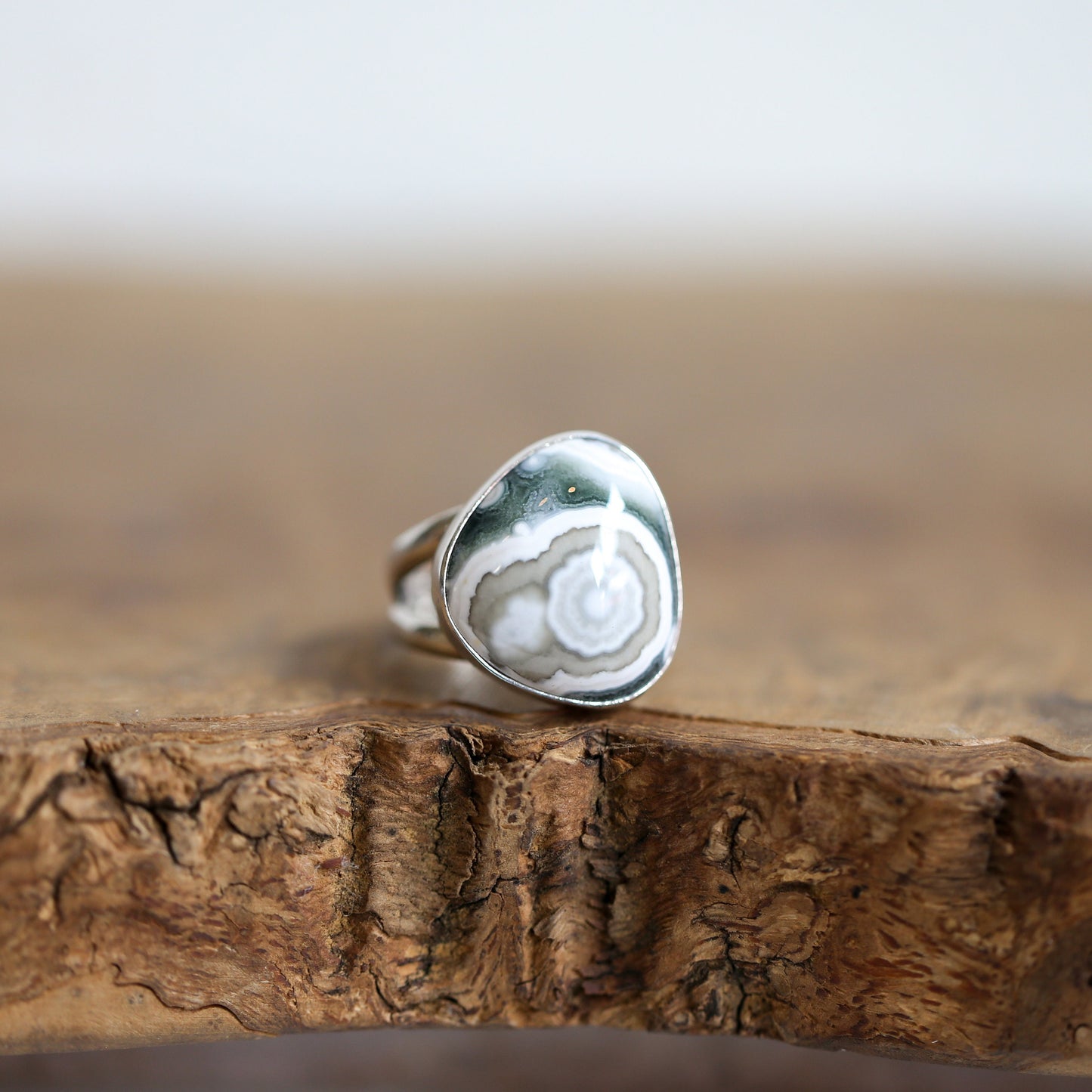 Custom Chunky Ocean Jasper Ring - Choose Your Stone - .925 Sterling Silver