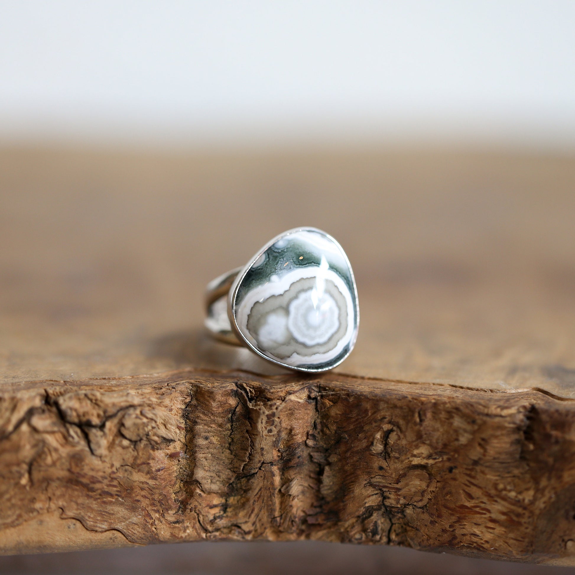 Custom Chunky Ocean Jasper Ring - Choose Your Stone - .925 Sterling Silver