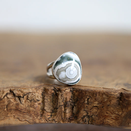 Custom Chunky Ocean Jasper Ring - Choose Your Stone - .925 Sterling Silver