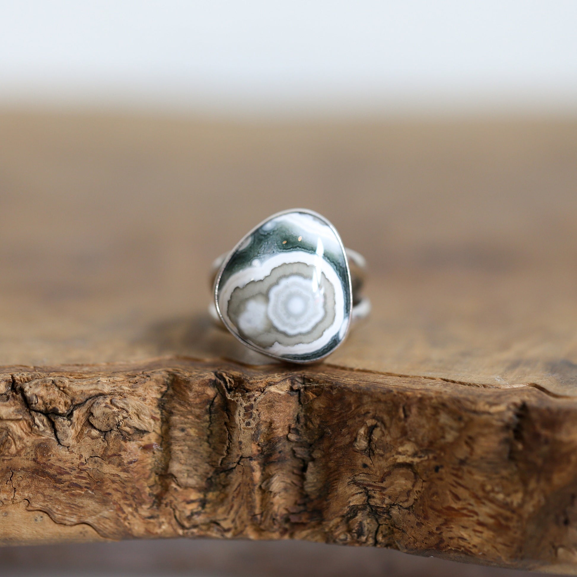 Custom Chunky Ocean Jasper Ring - Choose Your Stone - .925 Sterling Silver