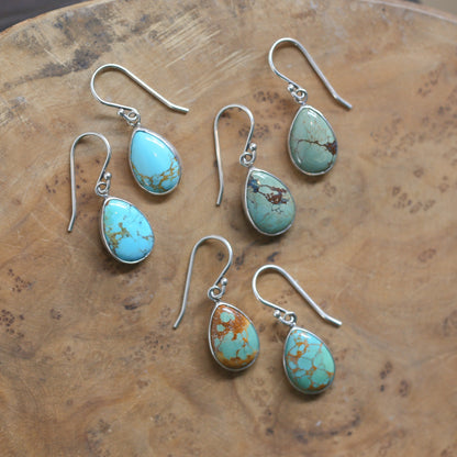 Turquoise Drop Earrings - Choose Your Pair - .925 Sterling Silver