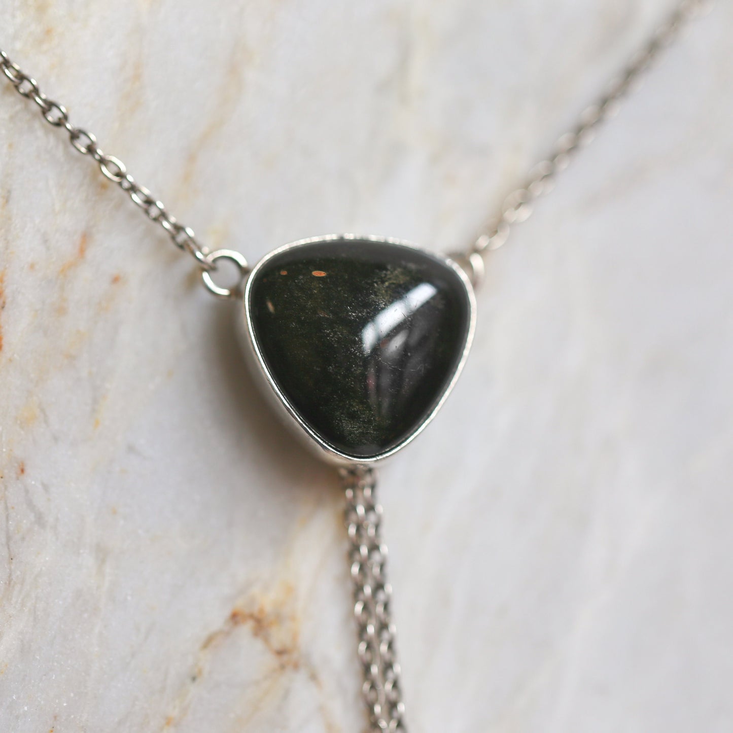 Golden Obsidian Bolo Necklace | Sterling Silver