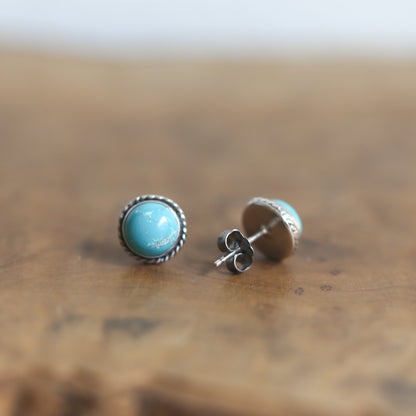 Sterling Silver Turquoise Studs – American Old Mine Gemstone Posts