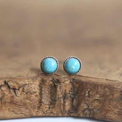 Sterling Silver Turquoise Studs – American Old Mine Gemstone Posts