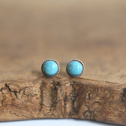Sterling Silver Turquoise Studs – American Old Mine Gemstone Posts