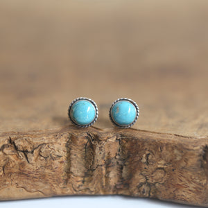 Sterling Silver Turquoise Studs – American Old Mine Gemstone Posts