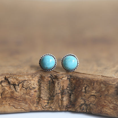 Sterling Silver Turquoise Studs – American Old Mine Gemstone Posts