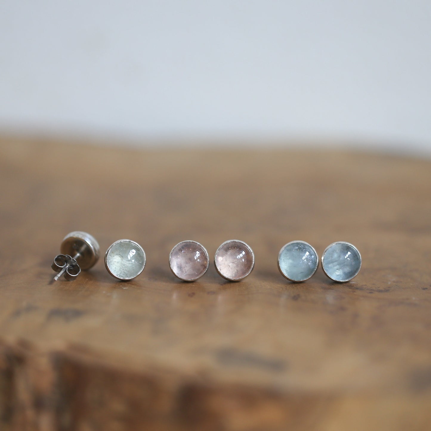 Pink or Blue Morganite Post Earrings - Choose Your Stone - Sterling Silver