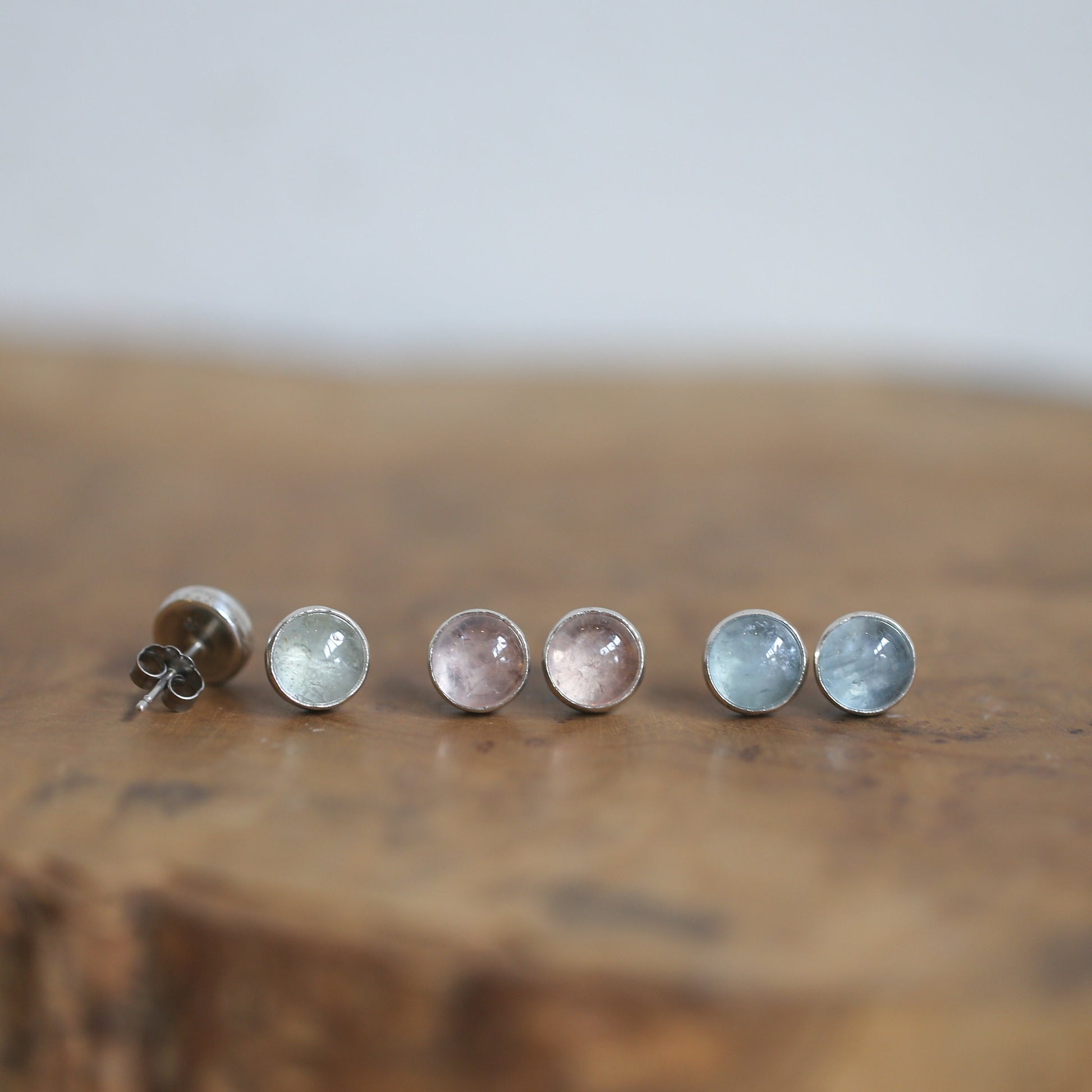 Pink or Blue Morganite Post Earrings - Choose Your Stone - Sterling Silver
