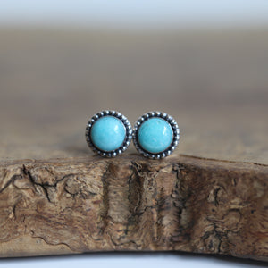 8mm Post Earrings - Choose Your Stone - Amazonite - Charoite - Pink Opal - Black Onyx - Spiny Oyster - Sterling Silver