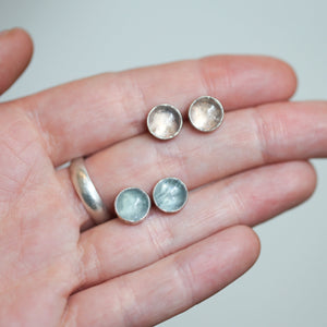 Morganite Post Earrings - Morganite Studs - Aquamarine Posts - Sterling Silver