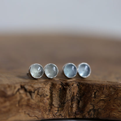 Pink or Blue Morganite Post Earrings - Choose Your Stone - Sterling Silver