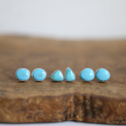 Campitos Turquoise Sterling Silver Studs – American Turquoise Earrings
