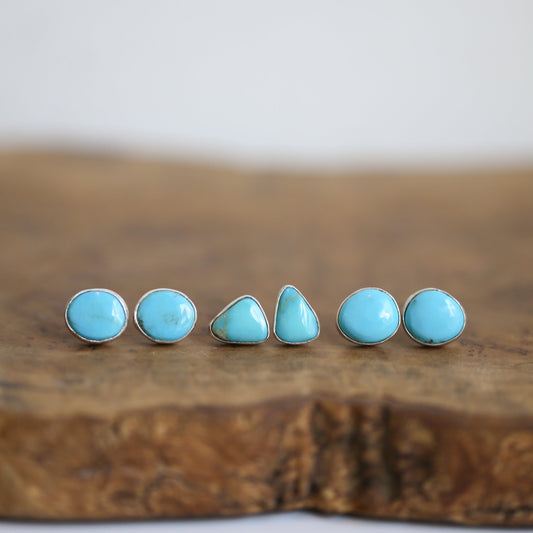 Campitos Turquoise Sterling Silver Studs – American Turquoise Earrings