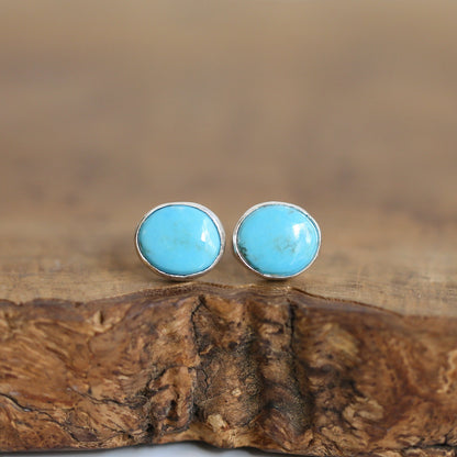 Campitos Turquoise Sterling Silver Studs – American Turquoise Earrings