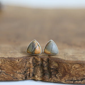 Red Creek Jasper Triangle Posts - Choose your Pair - Cherry Creek Jasper - Sterling Silver