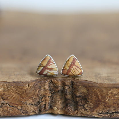 Red Creek Jasper Triangle Posts - Choose your Pair - Sterling Silver
