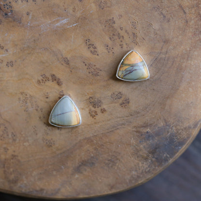 Red Creek Jasper Triangle Posts - Choose your Pair - Sterling Silver