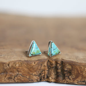 OOAK Blue Moon Turquoise Earrings - Blue Moon Turquoise Posts - Sterling Silver