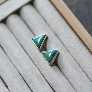 OOAK Blue Moon Turquoise Earrings - Blue Moon Turquoise Posts - Sterling Silver