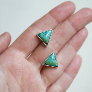 OOAK Blue Moon Turquoise Earrings - Blue Moon Turquoise Posts - Sterling Silver