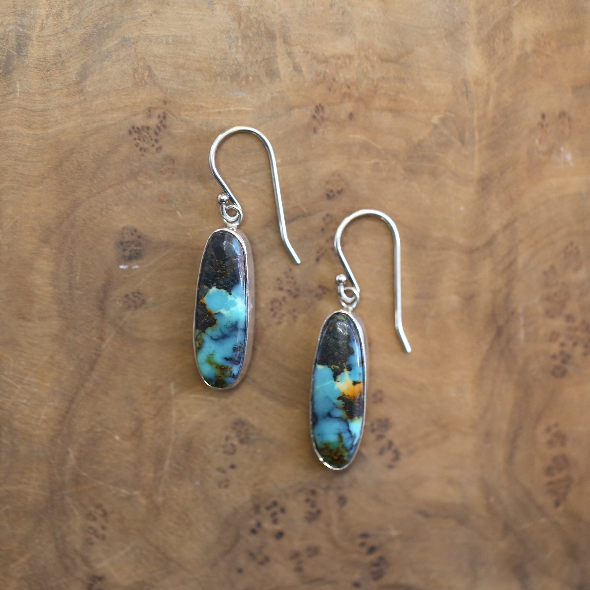 Black Jack Turquoise Drop Earrings - Choose Your Finished Pair - Sterling Silver