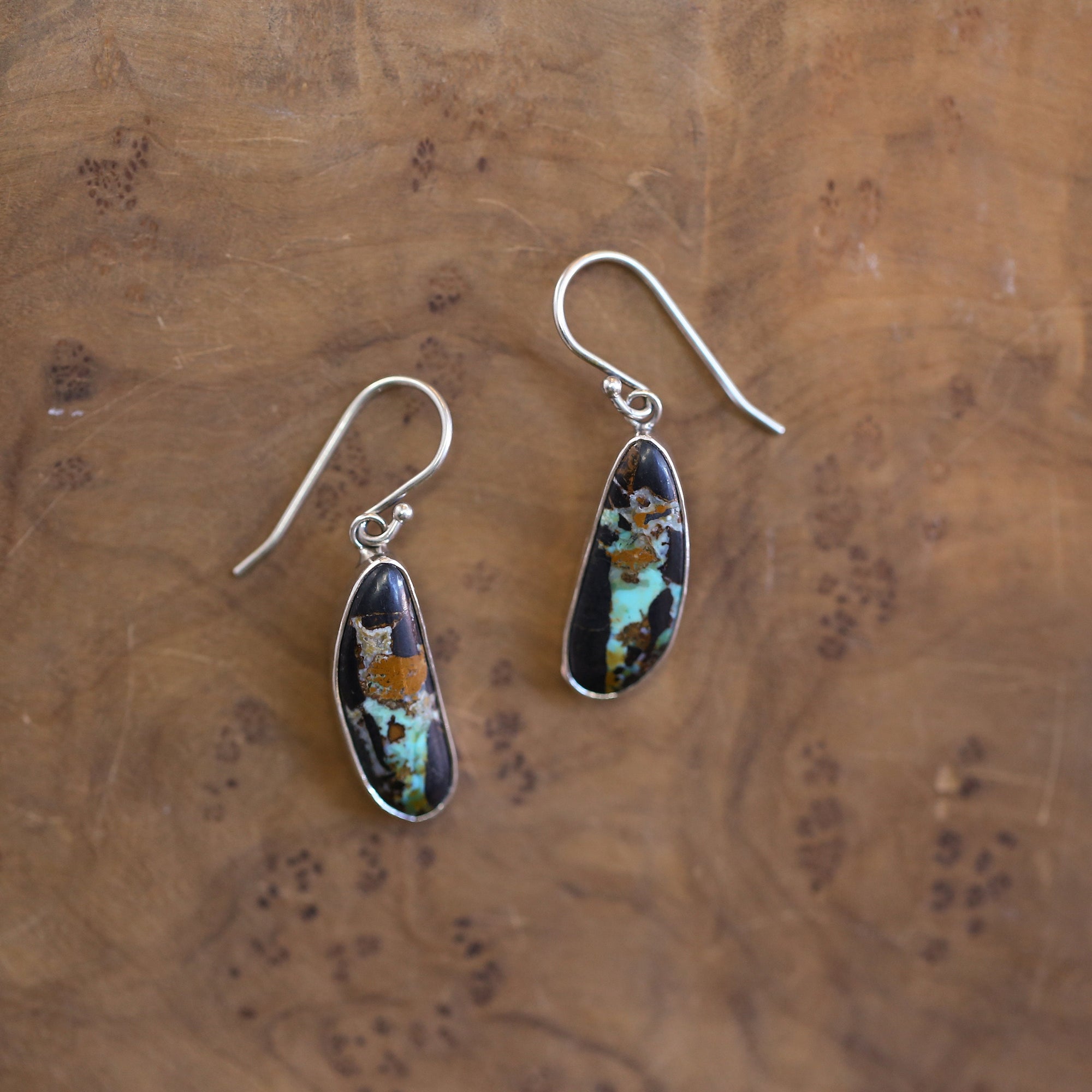 Black Jack Turquoise Drop Earrings - Choose Your Finished Pair - Sterling Silver