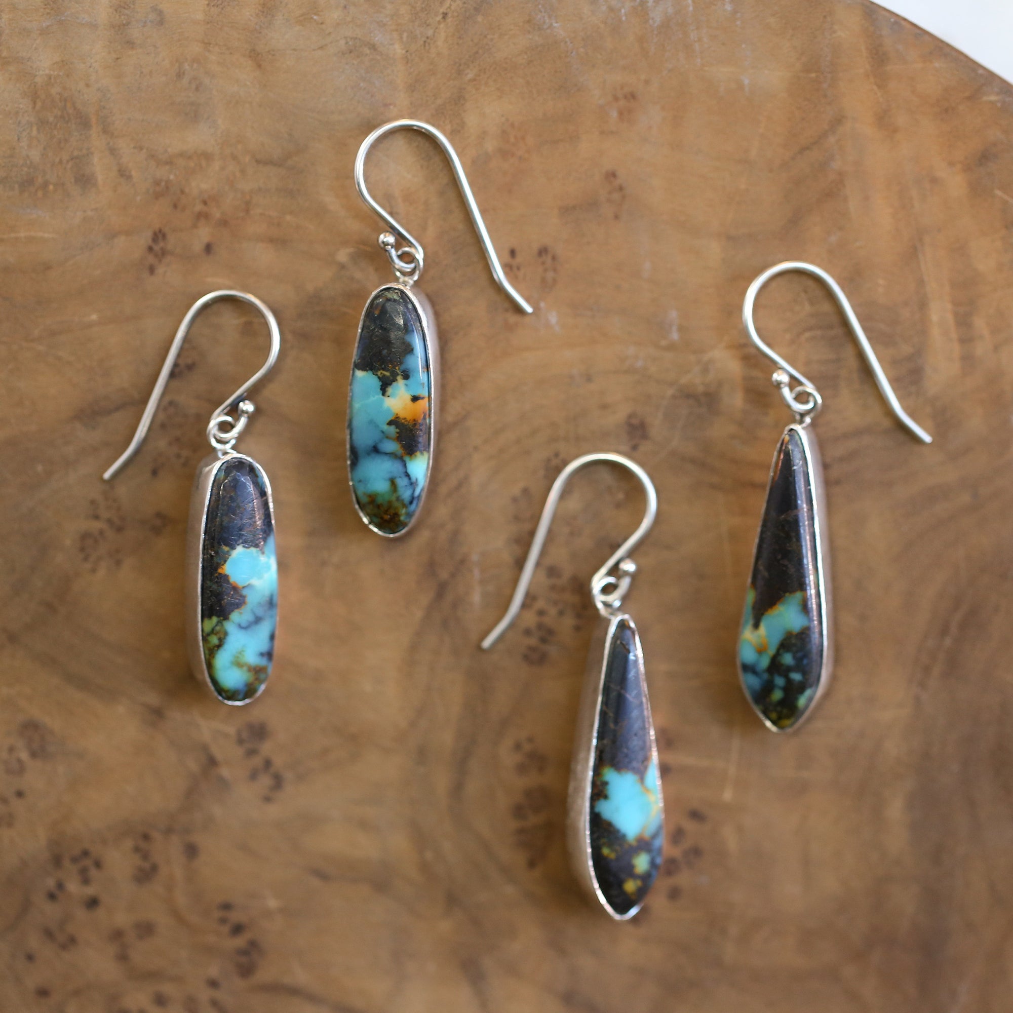 Black Jack Turquoise Drop Earrings - Choose Your Finished Pair - Sterling Silver