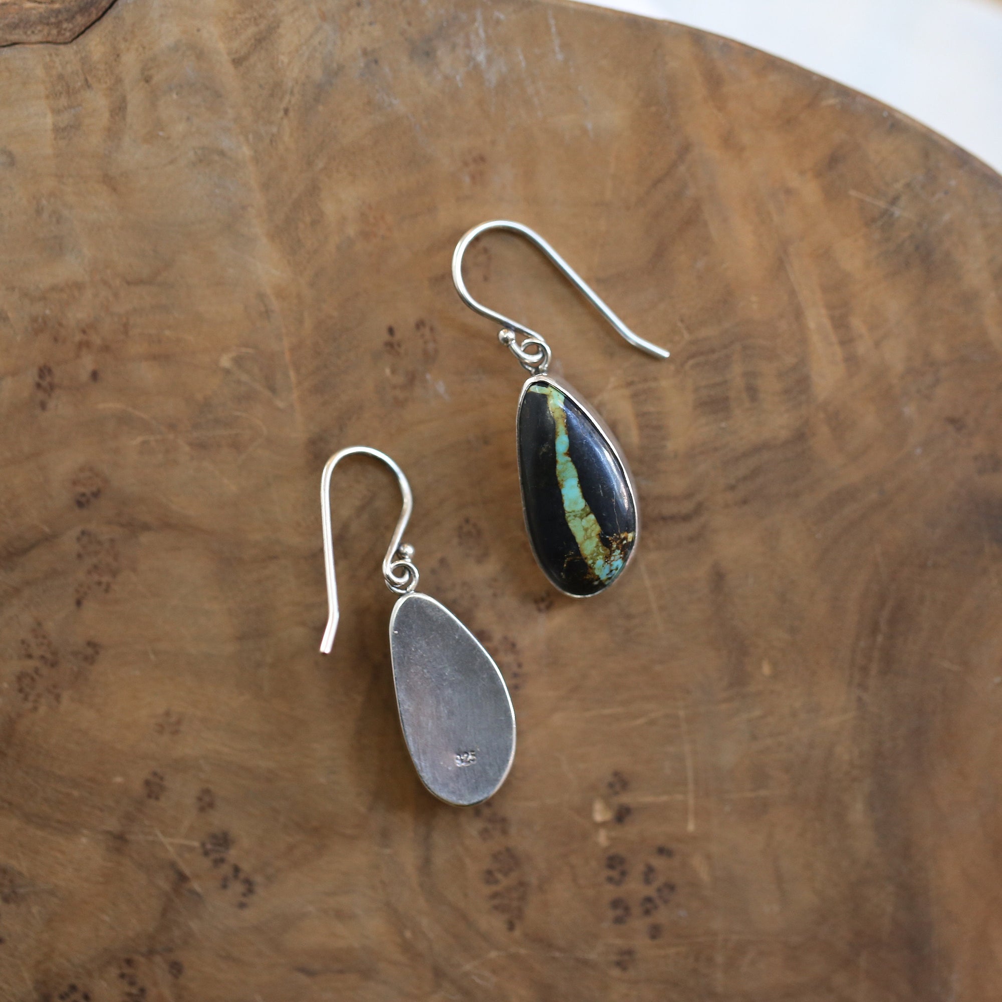 Black Jack Turquoise Drop Earrings - Choose Your Finished Pair - Sterling Silver