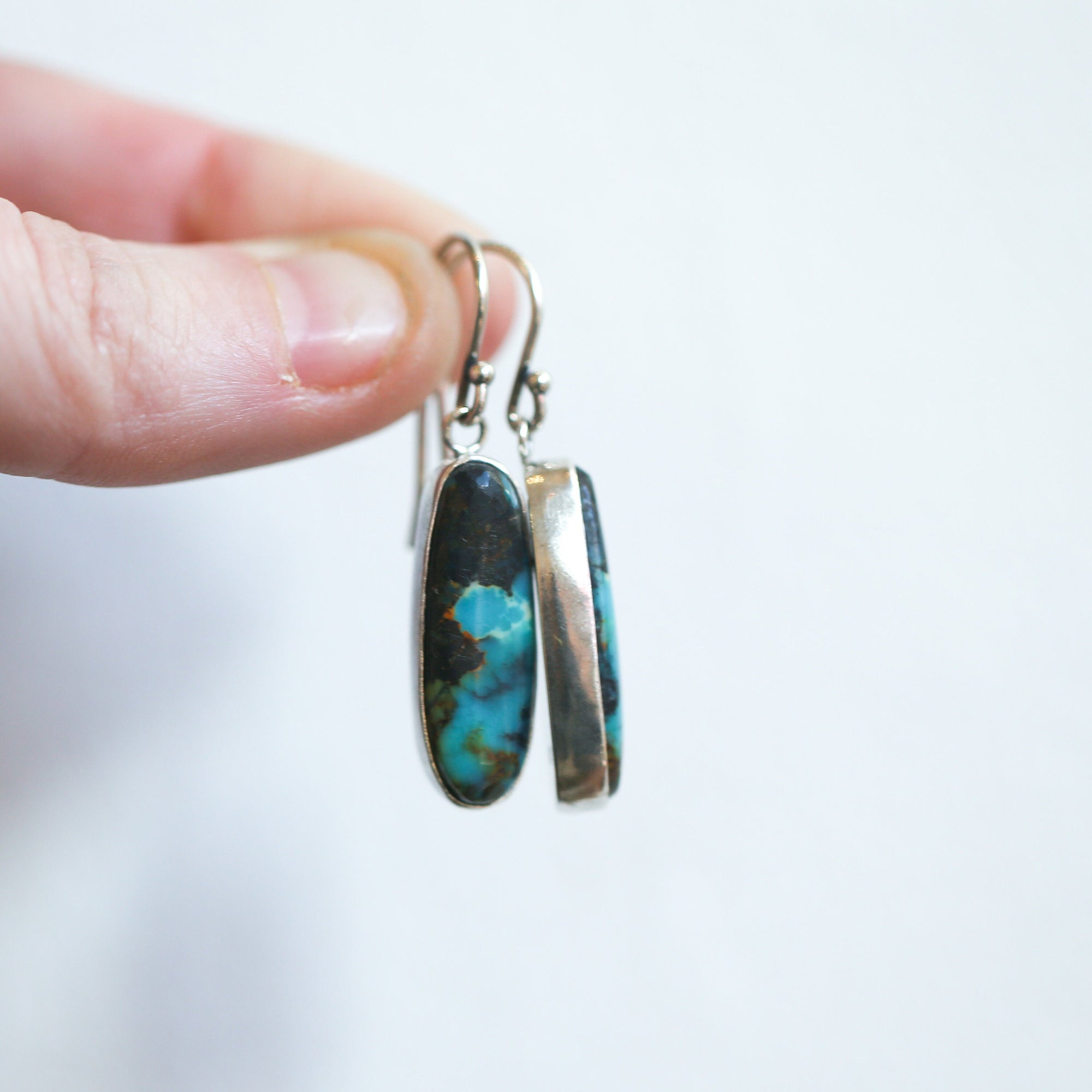 Black Jack Turquoise Drop Earrings - Choose Your Finished Pair - Sterling Silver