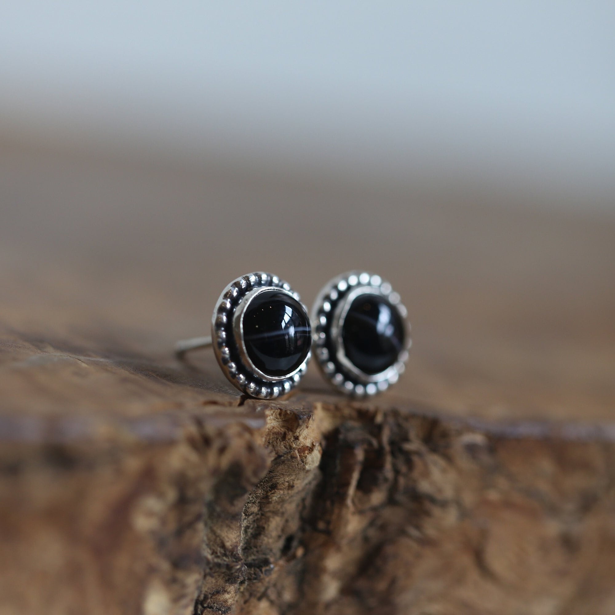 8mm Post Earrings - Choose Your Stone - Amazonite - Charoite - Pink Opal - Black Onyx - Spiny Oyster - Sterling Silver