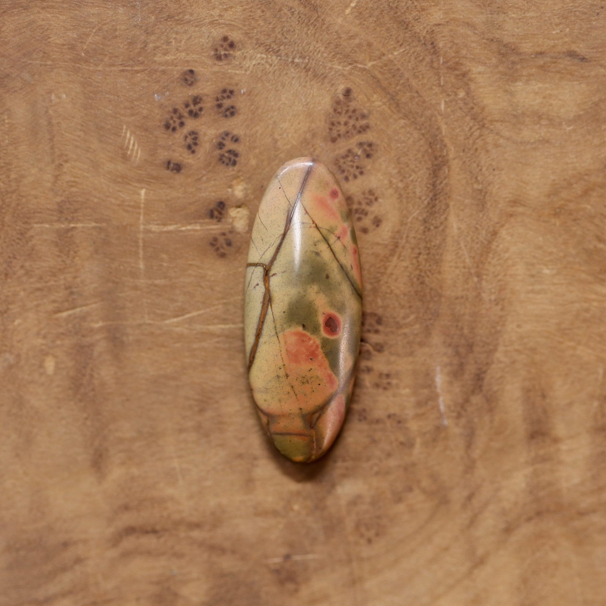 Red Creek Jasper Ring - 18K Solid Gold Bezel - Sterling Silver