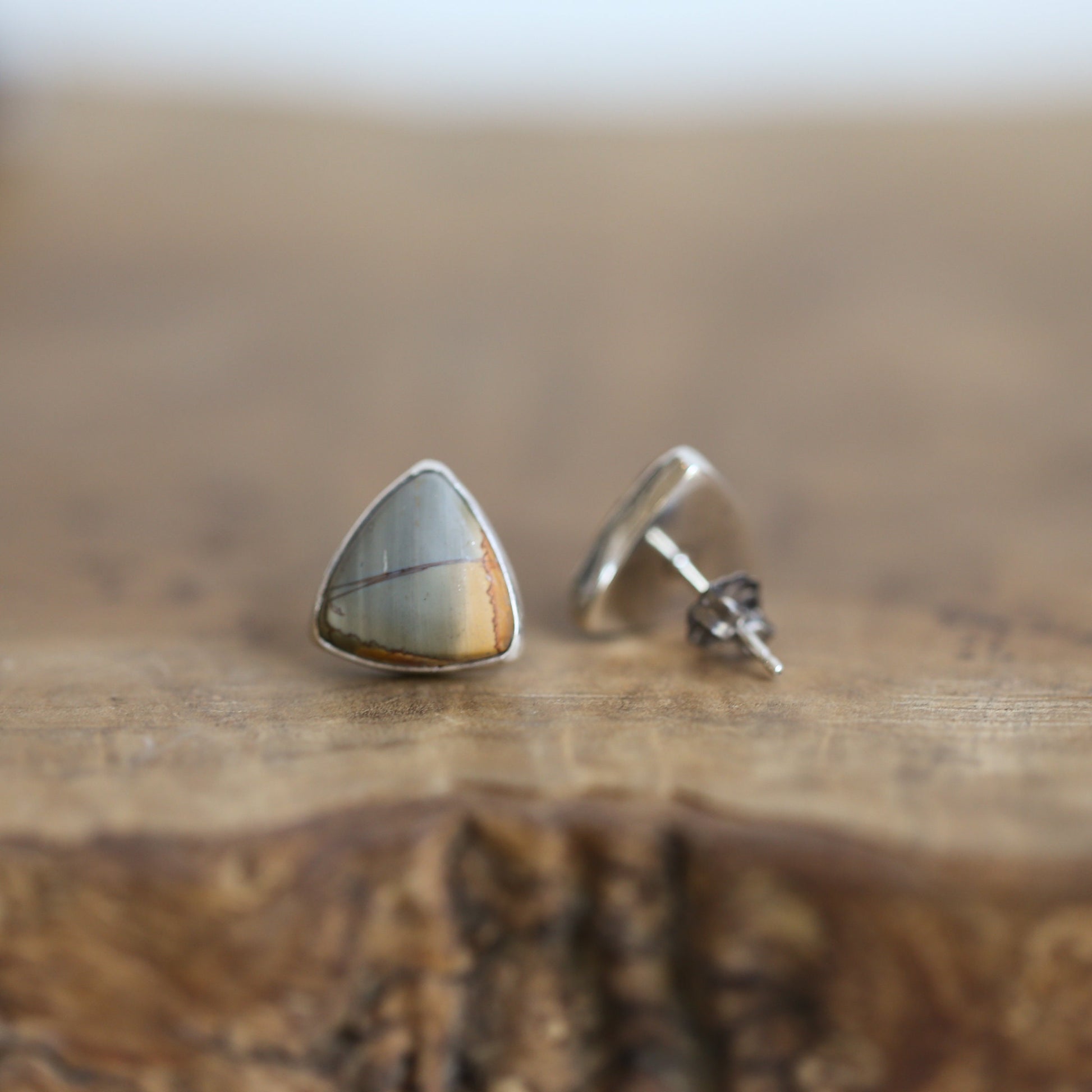 Red Creek Jasper Triangle Posts - Choose your Pair - Sterling Silver