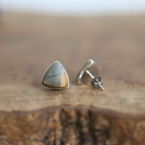 Red Creek Jasper Triangle Posts - Choose your Pair - Cherry Creek Jasper - Sterling Silver