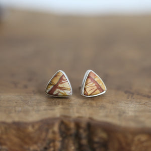 Red Creek Jasper Triangle Posts - Choose your Pair - Sterling Silver