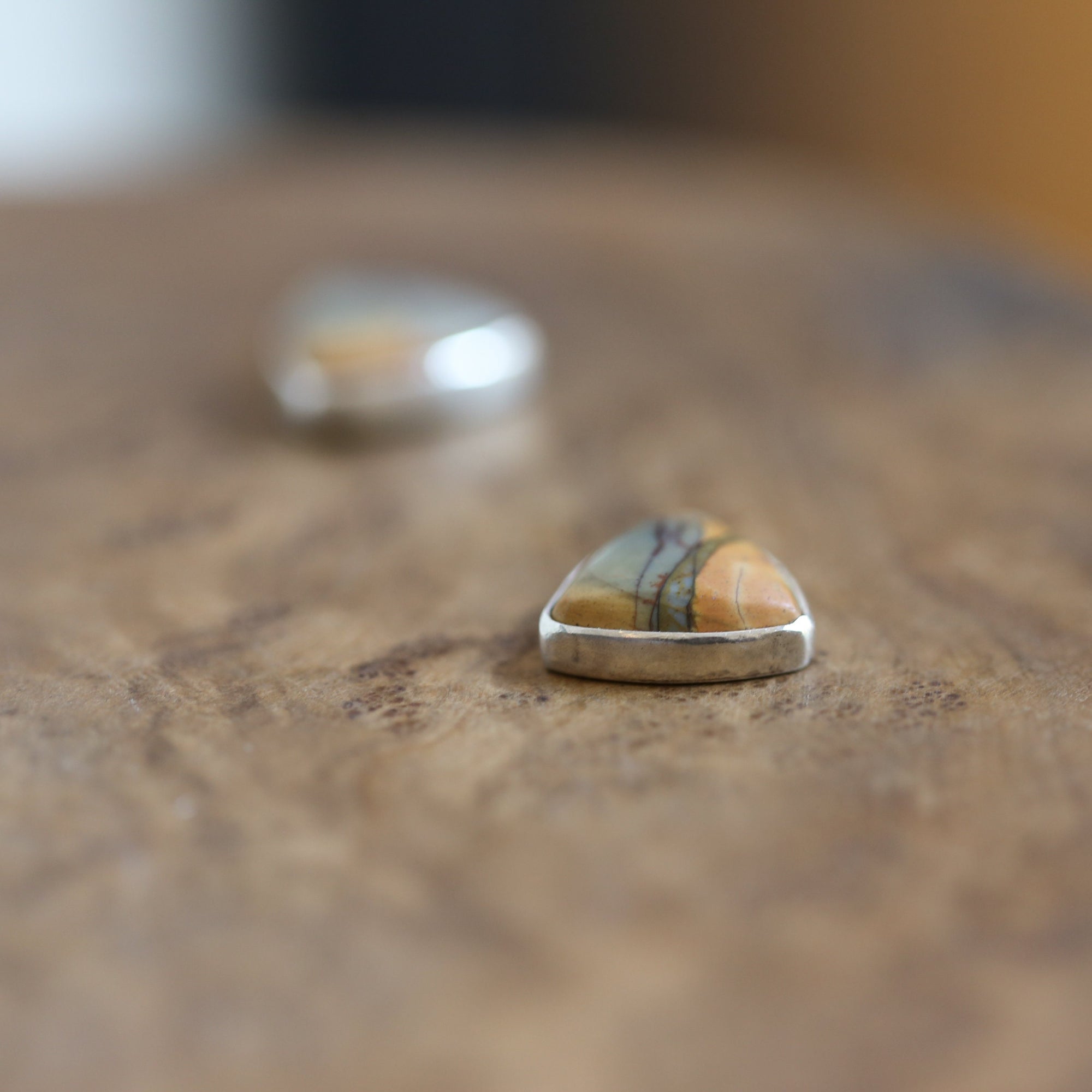 Red Creek Jasper Triangle Posts - Choose your Pair - Ready to Ship - .925 Sterling Silver